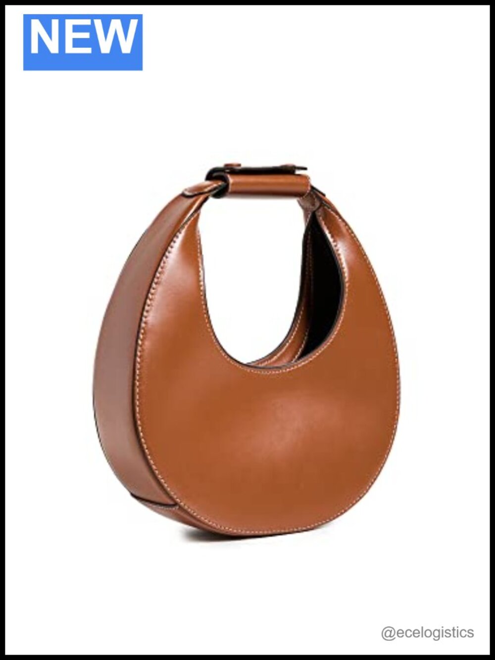 Leather Moon Crossbody Bag Structured Hobo Suede Lining